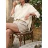 imageCicy Bell Womens Summer Oversized Button Down Shirts Half Sleeve V Neck Business Casual High Low Tops Loose Fit BlousesBeige