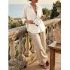 imageCicy Bell Womens Summer Oversized Button Down Shirts Half Sleeve V Neck Business Casual High Low Tops Loose Fit BlousesBeige