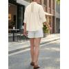 imageCicy Bell Womens Summer Oversized Button Down Shirts Half Sleeve V Neck Business Casual High Low Tops Loose Fit BlousesBeige