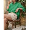 imageCicy Bell Womens Summer Oversized Button Down Shirts Half Sleeve V Neck Business Casual High Low Tops Loose Fit BlousesGreen