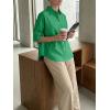 imageCicy Bell Womens Summer Oversized Button Down Shirts Half Sleeve V Neck Business Casual High Low Tops Loose Fit BlousesGreen