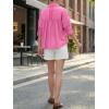 imageCicy Bell Womens Summer Oversized Button Down Shirts Half Sleeve V Neck Business Casual High Low Tops Loose Fit BlousesRose Red