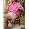 imageCicy Bell Womens Summer Oversized Button Down Shirts Half Sleeve V Neck Business Casual High Low Tops Loose Fit BlousesRose Red