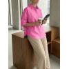 imageCicy Bell Womens Summer Oversized Button Down Shirts Half Sleeve V Neck Business Casual High Low Tops Loose Fit BlousesRose Red