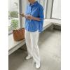imageCicy Bell Womens Summer Oversized Button Down Shirts Half Sleeve V Neck Business Casual High Low Tops Loose Fit BlousesRoyal Blue