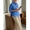 imageCicy Bell Womens Summer Oversized Button Down Shirts Half Sleeve V Neck Business Casual High Low Tops Loose Fit BlousesRoyal Blue