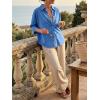 imageCicy Bell Womens Summer Oversized Button Down Shirts Half Sleeve V Neck Business Casual High Low Tops Loose Fit BlousesRoyal Blue