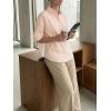 imageCicy Bell Womens Summer Oversized Button Down Shirts Half Sleeve V Neck Business Casual High Low Tops Loose Fit BlousesStriped Apricot