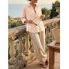 imageCicy Bell Womens Summer Oversized Button Down Shirts Half Sleeve V Neck Business Casual High Low Tops Loose Fit BlousesStriped Apricot