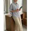 imageCicy Bell Womens Summer Oversized Button Down Shirts Half Sleeve V Neck Business Casual High Low Tops Loose Fit BlousesStriped Black