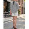imageCicy Bell Womens Summer Oversized Button Down Shirts Half Sleeve V Neck Business Casual High Low Tops Loose Fit BlousesStriped Black