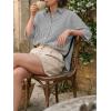 imageCicy Bell Womens Summer Oversized Button Down Shirts Half Sleeve V Neck Business Casual High Low Tops Loose Fit BlousesStriped Black