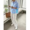 imageCicy Bell Womens Summer Oversized Button Down Shirts Half Sleeve V Neck Business Casual High Low Tops Loose Fit BlousesStriped Blue