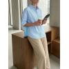imageCicy Bell Womens Summer Oversized Button Down Shirts Half Sleeve V Neck Business Casual High Low Tops Loose Fit BlousesStriped Blue