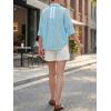 imageCicy Bell Womens Summer Oversized Button Down Shirts Half Sleeve V Neck Business Casual High Low Tops Loose Fit BlousesStriped Lake Blue