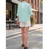 imageCicy Bell Womens Summer Oversized Button Down Shirts Half Sleeve V Neck Business Casual High Low Tops Loose Fit BlousesStriped Light Green