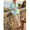 imageCicy Bell Womens Summer Oversized Button Down Shirts Half Sleeve V Neck Business Casual High Low Tops Loose Fit BlousesStriped Light Green