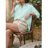 imageCicy Bell Womens Summer Oversized Button Down Shirts Half Sleeve V Neck Business Casual High Low Tops Loose Fit BlousesStriped Light Green