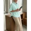 imageCicy Bell Womens Summer Oversized Button Down Shirts Half Sleeve V Neck Business Casual High Low Tops Loose Fit BlousesStriped Light Green