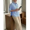 imageCicy Bell Womens Summer Oversized Button Down Shirts Half Sleeve V Neck Business Casual High Low Tops Loose Fit BlousesStriped Navy