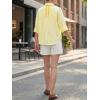 imageCicy Bell Womens Summer Oversized Button Down Shirts Half Sleeve V Neck Business Casual High Low Tops Loose Fit BlousesStriped Yellow