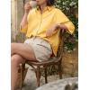 imageCicy Bell Womens Summer Oversized Button Down Shirts Half Sleeve V Neck Business Casual High Low Tops Loose Fit BlousesYellow
