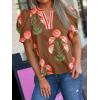 imageCicy Bell Womens Summer Puff Sleeve Blouses Casual Dressy V Neck Color Block Tops Loose Fit Boho Floral Printed Tee ShirtsBrown