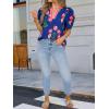 imageCicy Bell Womens Summer Puff Sleeve Blouses Casual Dressy V Neck Color Block Tops Loose Fit Boho Floral Printed Tee ShirtsNavy