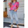 imageCicy Bell Womens Summer Puff Sleeve Blouses Casual Dressy V Neck Color Block Tops Loose Fit Boho Floral Printed Tee ShirtsRose Red