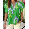 imageCicy Bell Womens Summer Puff Sleeve Blouses Casual Dressy V Neck Color Block Tops Loose Fit Boho Floral Printed Tee ShirtsTender Green