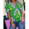 imageCicy Bell Womens Summer Puff Sleeve Blouses Casual Dressy V Neck Color Block Tops Loose Fit Boho Floral Printed Tee ShirtsTender Green