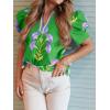 imageCicy Bell Womens Summer Puff Sleeve Blouses Casual Dressy V Neck Color Block Tops Loose Fit Boho Floral Printed Tee ShirtsTender Green