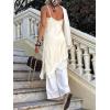 imageCicy Bell Womens Summer Satin Lace Cami Tops Sexy V Neck Asymmetrical Backless Camisole Club Spaghetti Strap Silky DressBeige