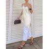 imageCicy Bell Womens Summer Satin Lace Cami Tops Sexy V Neck Asymmetrical Backless Camisole Club Spaghetti Strap Silky DressBeige