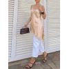 imageCicy Bell Womens Summer Satin Lace Cami Tops Sexy V Neck Asymmetrical Backless Camisole Club Spaghetti Strap Silky DressKhaki