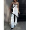 imageCicy Bell Womens Summer Satin Lace Cami Tops Sexy V Neck Asymmetrical Backless Camisole Club Spaghetti Strap Silky DressWhite