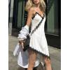 imageCicy Bell Womens Summer Satin Lace Cami Tops Sexy V Neck Asymmetrical Backless Camisole Club Spaghetti Strap Silky DressWhite