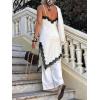 imageCicy Bell Womens Summer Satin Lace Cami Tops Sexy V Neck Asymmetrical Backless Camisole Club Spaghetti Strap Silky DressWhite