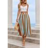 imageCicy Bell Womens Summer Striped Maxi Skirts ALine Elastic Waist Flowy Skirt Beach Vacation OutfitsBrown
