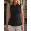 imageCicy Bell Womens Summer Suit Vest Tops Button Down Collared Blazer Waistcoats Work Office Dressy Casual Sleeveless JacketsBlack