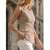imageCicy Bell Womens Summer Suit Vest Tops Button Down Collared Blazer Waistcoats Work Office Dressy Casual Sleeveless JacketsKhaki