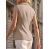 imageCicy Bell Womens Summer Suit Vest Tops Button Down Collared Blazer Waistcoats Work Office Dressy Casual Sleeveless JacketsKhaki