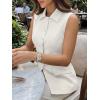 imageCicy Bell Womens Summer Suit Vest Tops Button Down Collared Blazer Waistcoats Work Office Dressy Casual Sleeveless JacketsWhite