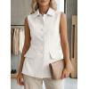 imageCicy Bell Womens Summer Suit Vest Tops Button Down Collared Blazer Waistcoats Work Office Dressy Casual Sleeveless JacketsWhite