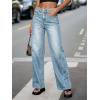 imageCicy Bell Womens Wide Leg Jeans High Waisted Boyfriends Baggy Stretchy Denim Pants with PocketsLight Blue