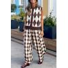 imageCicy Bell Womens Wide Leg Palazzo Pants Casual Baggy Elastic Plaid Pants High Wiasted Y2K Trousers with PocketsBrown