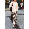 imageCicy Bell Womens Wide Leg Palazzo Pants Casual Baggy Elastic Plaid Pants High Wiasted Y2K Trousers with PocketsBrown