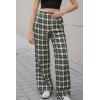 imageCicy Bell Womens Wide Leg Palazzo Pants Casual Baggy Elastic Plaid Pants High Wiasted Y2K Trousers with PocketsDeep Green