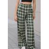 imageCicy Bell Womens Wide Leg Palazzo Pants Casual Baggy Elastic Plaid Pants High Wiasted Y2K Trousers with PocketsDeep Green