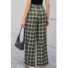 imageCicy Bell Womens Wide Leg Palazzo Pants Casual Baggy Elastic Plaid Pants High Wiasted Y2K Trousers with PocketsDeep Green